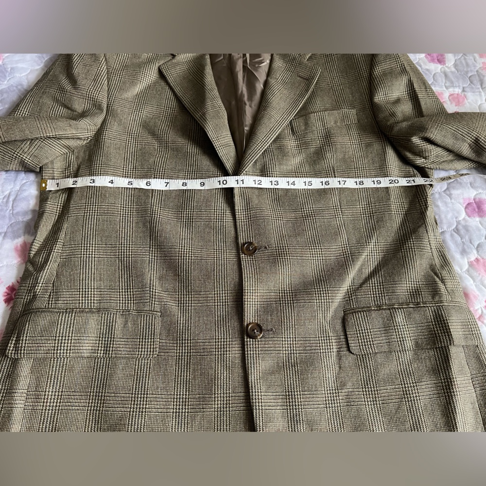 Lauren Ralph Lauren Tan Glen Plaid Blazer Silk Wool 42L - Picture 14 of 14